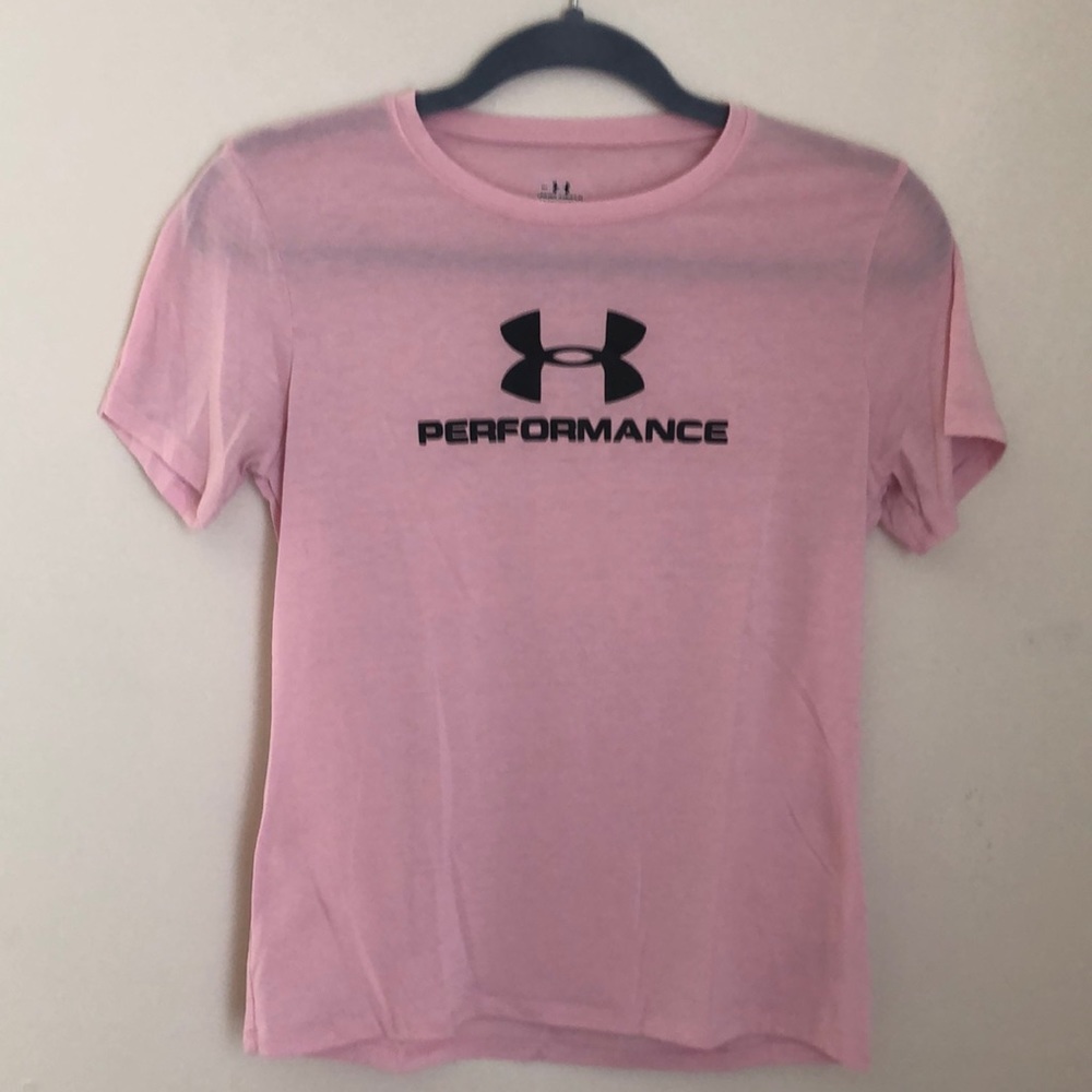 Pink Under Armour performance workout top